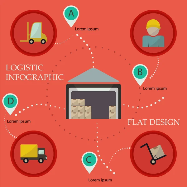 Logistik-Infografik flache Symbole gesetzt — Stockvektor