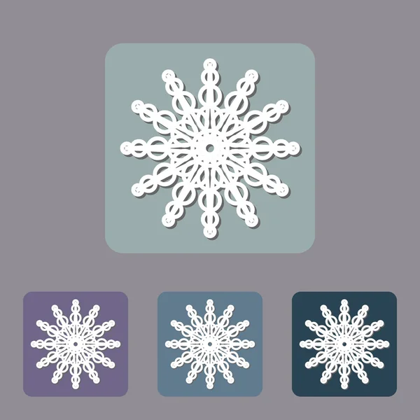 Copo de nieve icono plano conjunto — Vector de stock