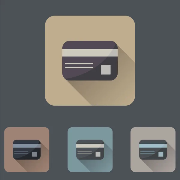 Icono plano de sombra larga de la tarjeta de crédito — Vector de stock
