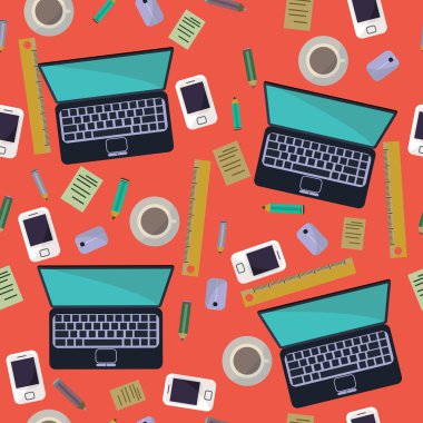 Vektör seamless modeli düz stil serbest simgeleri ile