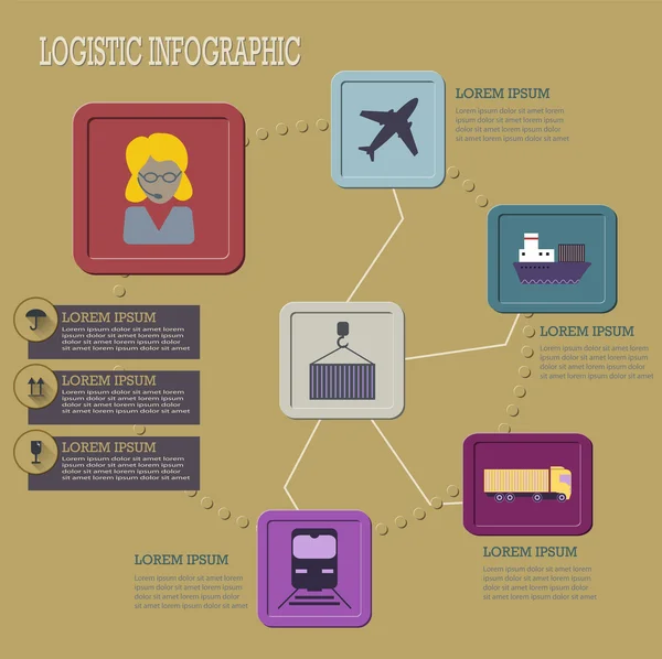 Icônes plates infographiques logistiques ensemble — Image vectorielle