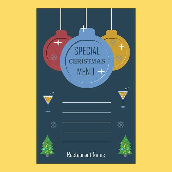 Modèle de menu restaurant spécial Noël plat — Image vectorielle