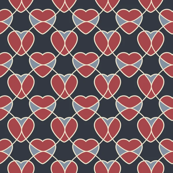 Abstract geometric seamless pattern with hearts — Stock Vector