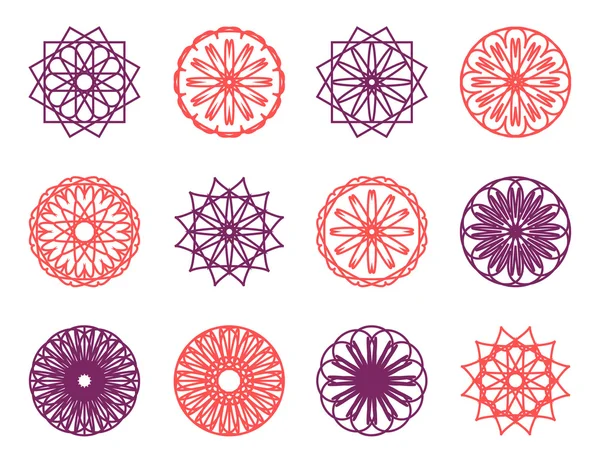 Ensemble d'ornement de couleur ronde — Image vectorielle