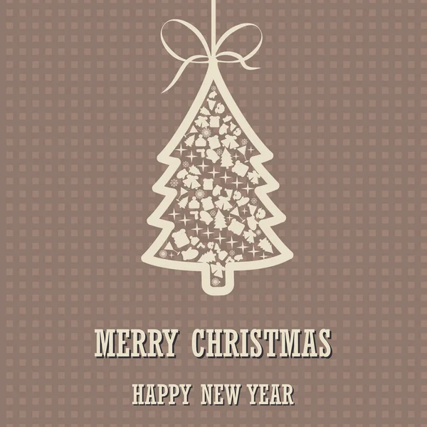快乐的圣诞节和新年快乐背景与圣诞树 — 图库矢量图片