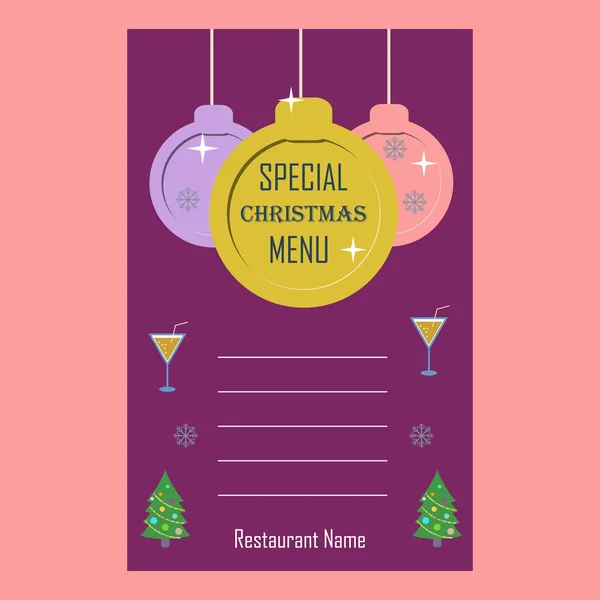 Menú especial restaurante de Navidad plantilla de diseño plano — Archivo Imágenes Vectoriales