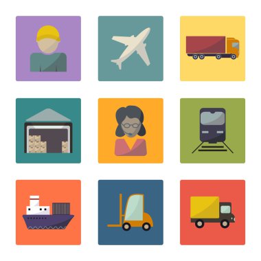 Ambar taşıma ve teslimat simgeler düz ayarlamak