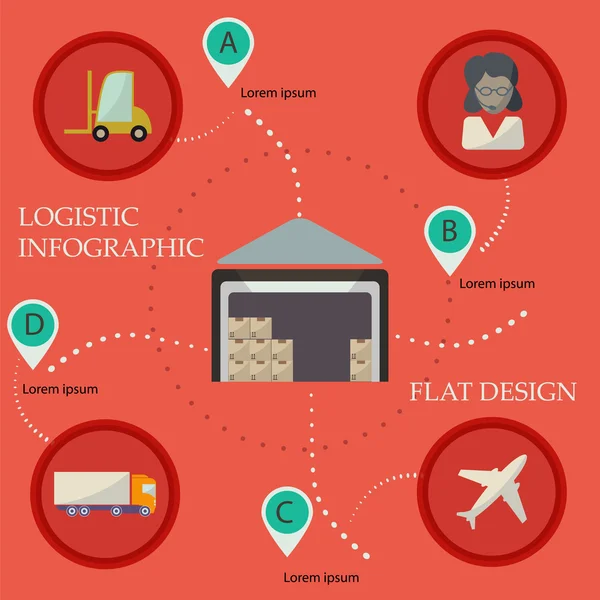 Logistik-Infografik flache Symbole gesetzt — Stockvektor