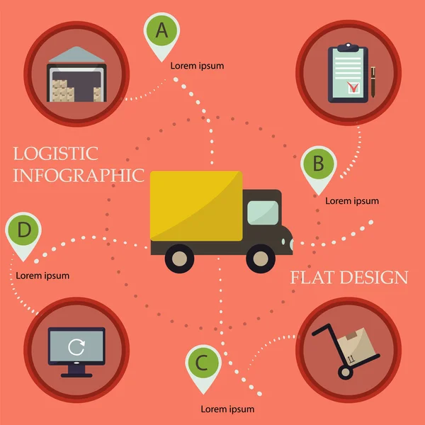 Logistik-Infografik flache Symbole gesetzt — Stockvektor