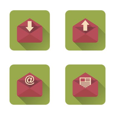 Uzun gölge ile posta düz Icons set