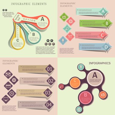 Modern origami stil Infographic afiş koleksiyonu