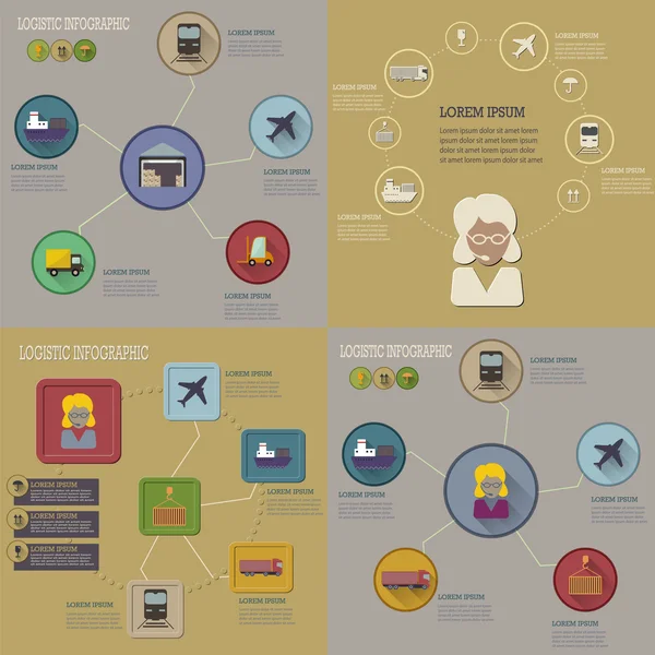 Collection d'infographies logistiques plates — Image vectorielle