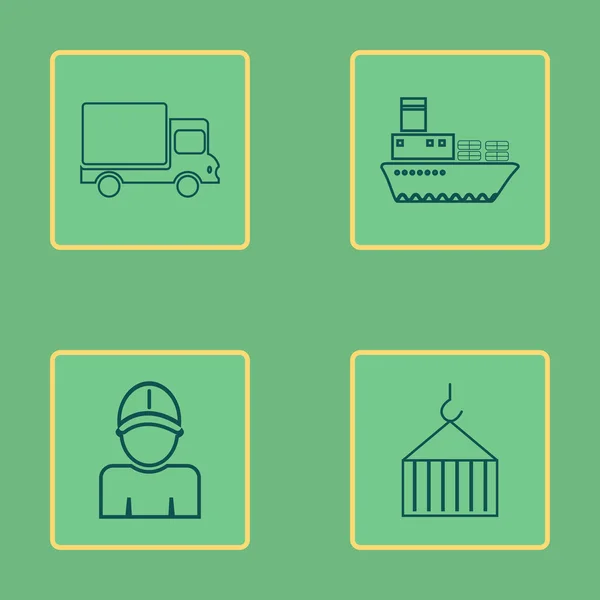 Shipping and delivery icons line set — Stock Vector