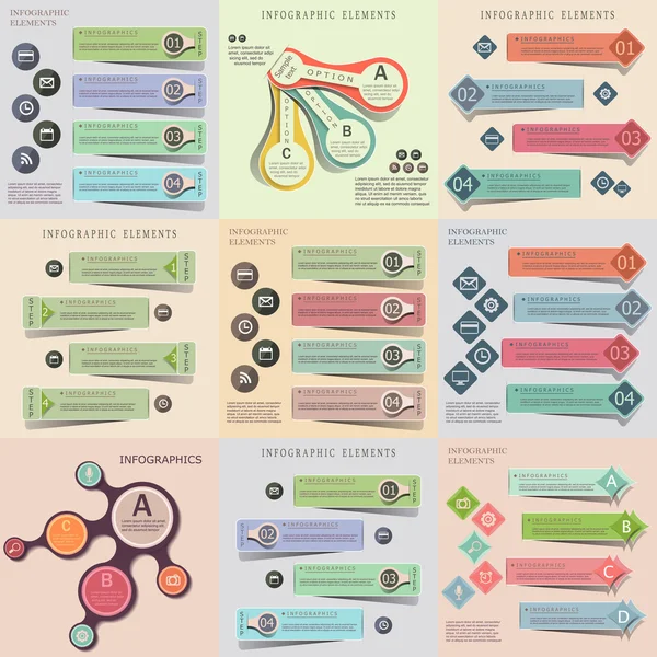 Colección de banderas infográficas de estilo origami moderno — Vector de stock