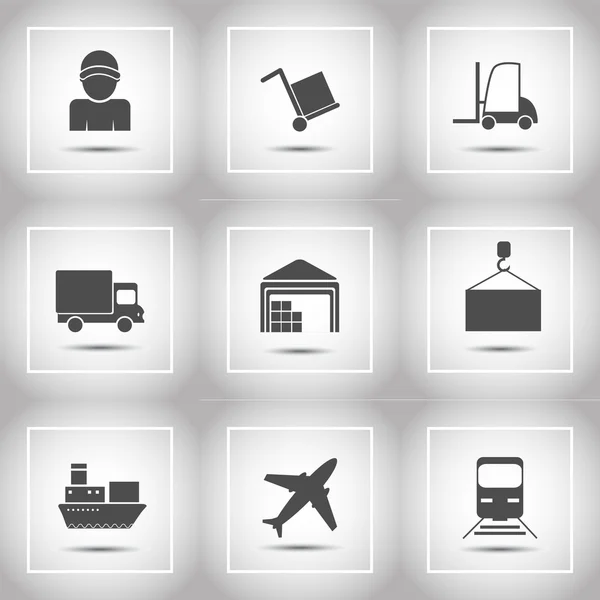 Shipping and delivery icons flat set — Stock Vector