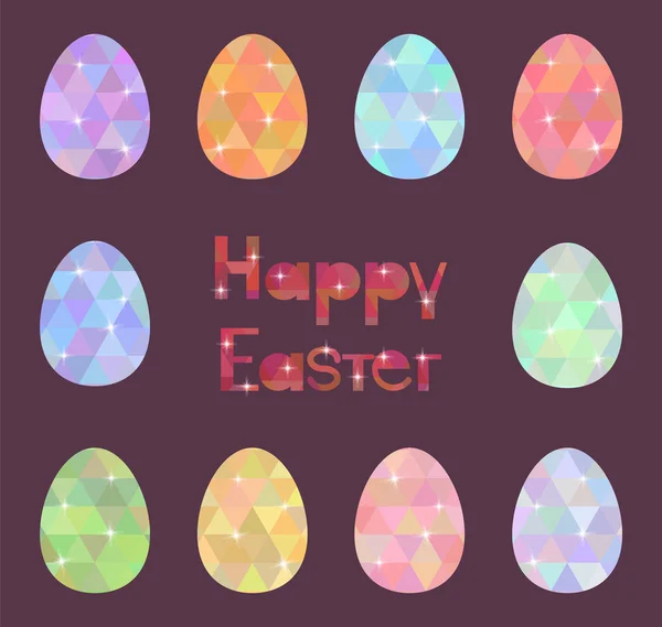 Feliz tema de Pascua. Huevos de Pascua con patrón de triángulo — Vector de stock