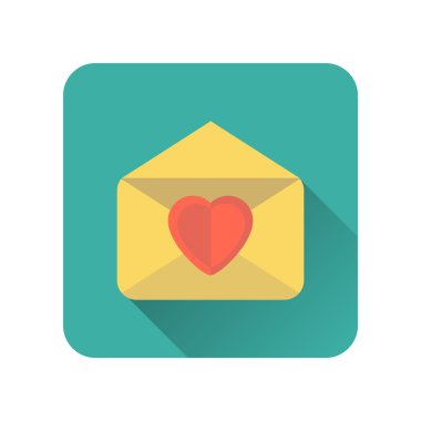 Aşk mektubu uzun gölge düz simgesiyle