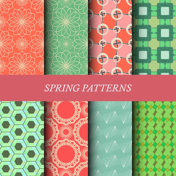 Colección de patrones abstractos geométricos de primavera — Vector de stock
