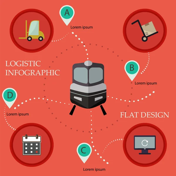 Logistic infographic flat icons set — Stock Vector