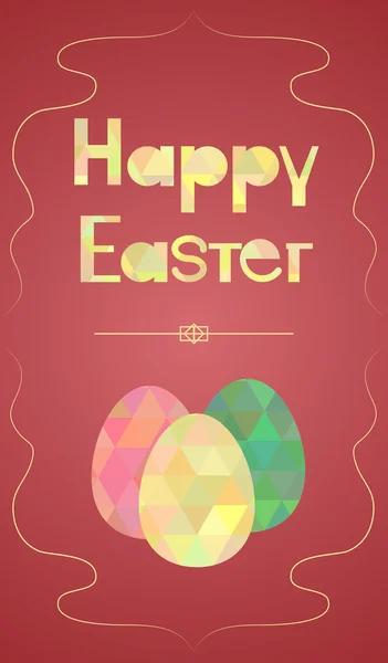 Szczęśliwe Wielkanoc napis pocztówkę z geometrii trójkąta wzór — Wektor stockowy