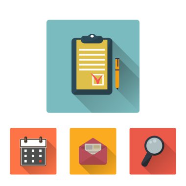 Uzun gölge ile Office düz Icons set