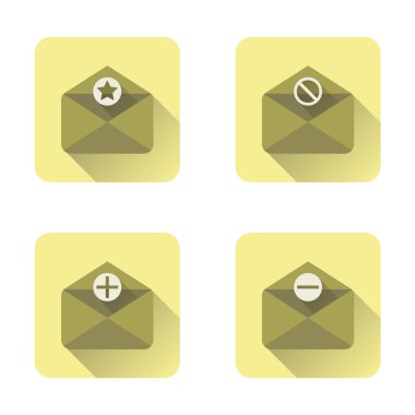 Uzun gölge ile posta düz Icons set