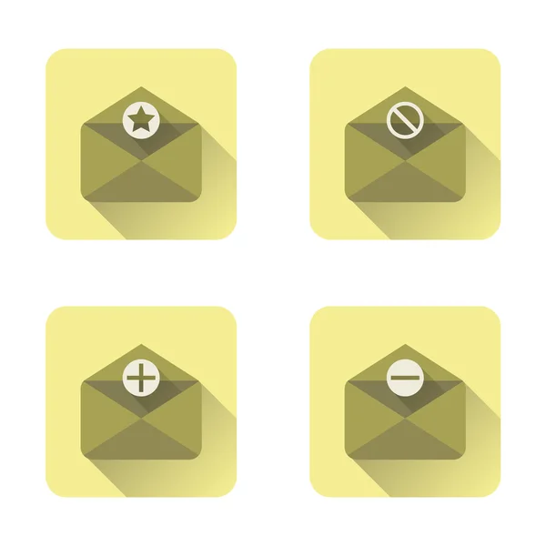 Mail flat icons set with long shadow — Stock Vector