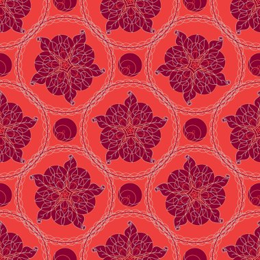 Lineart süs geometrik çiçek desenli