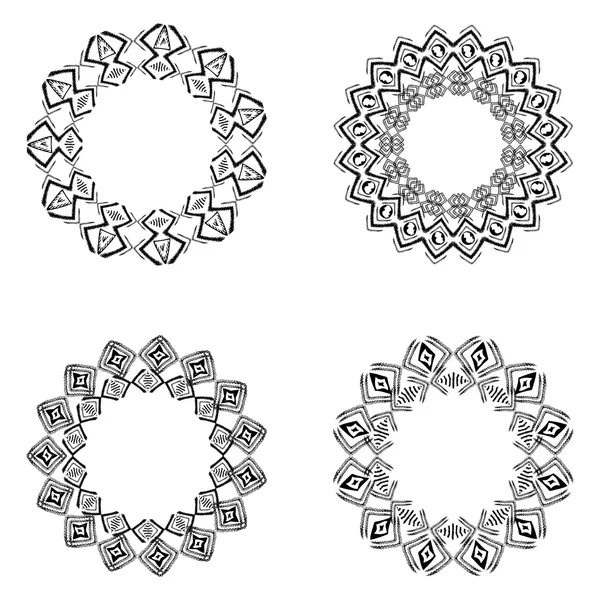 Kollektion von runden Elementen für Design im ethnischen Stil — Stockvektor