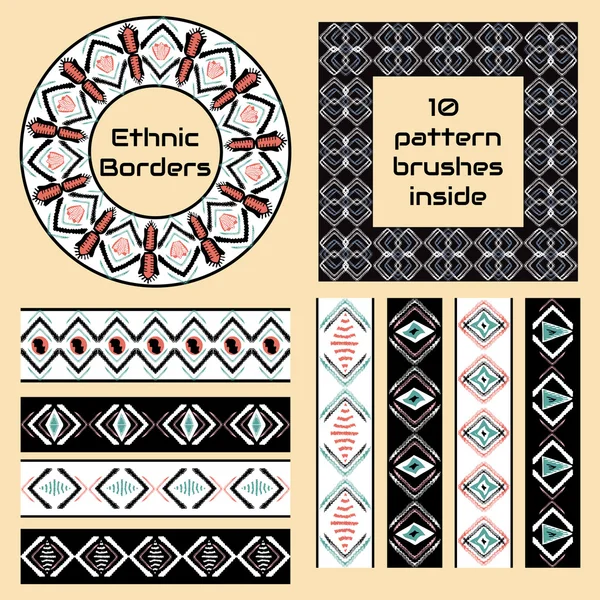 Set of borders in ethnic style — Stock vektor