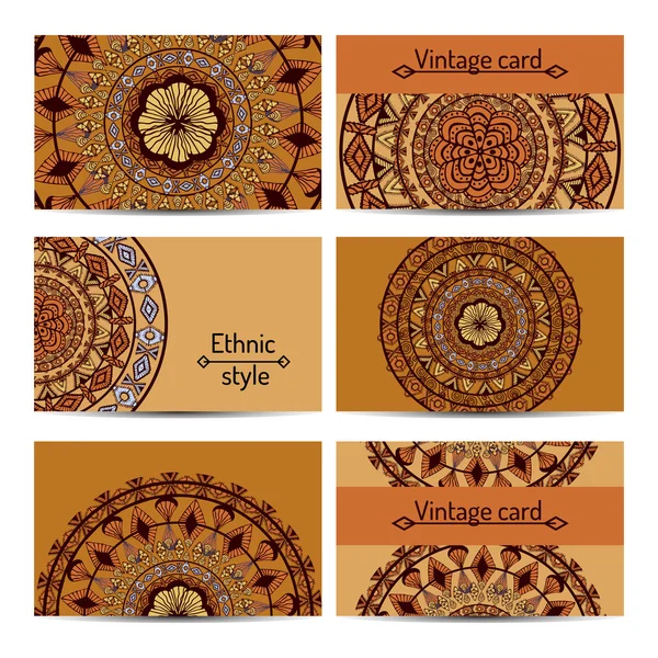 Colección de tarjetas de visita con diseño étnico — Vector de stock