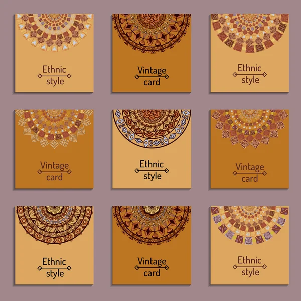 Набор карточек с этническим дизайном — стоковый вектор
