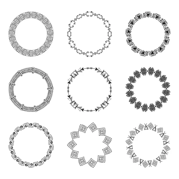 Коллекция круглых элементов дизайна в этническом стиле — стоковый вектор