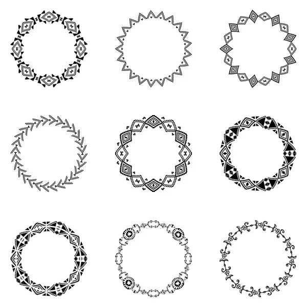 Coleção de elementos redondos para design em estilo étnico —  Vetores de Stock