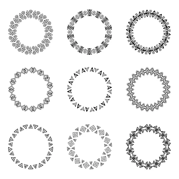 Coleção de elementos redondos para design em estilo étnico —  Vetores de Stock