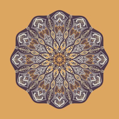 Vektör mandala. Etnik motiflerle çiçek dairesel süsleme