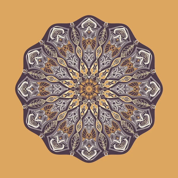 Vector Mandala. Adorno floral circular con motivos étnicos — Vector de stock