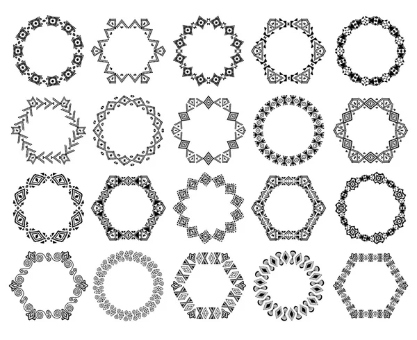Conjunto de elementos decorativos circulares y hexágonos para el diseño en estilo étnico — Archivo Imágenes Vectoriales