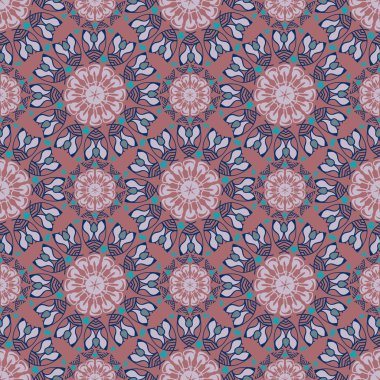 Dekoratif simetrik süsler ile renkli desen