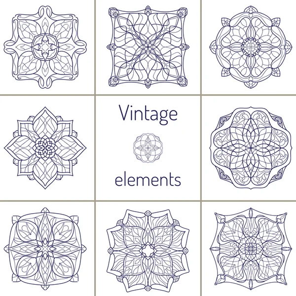 Ensemble d'ornements décoratifs symétriques orientaux — Image vectorielle