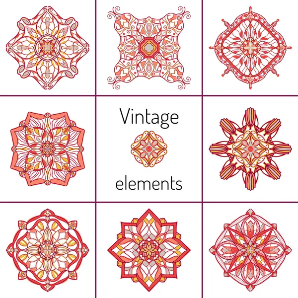 Set of decorative symmetric oriental ornaments — Stock Vector