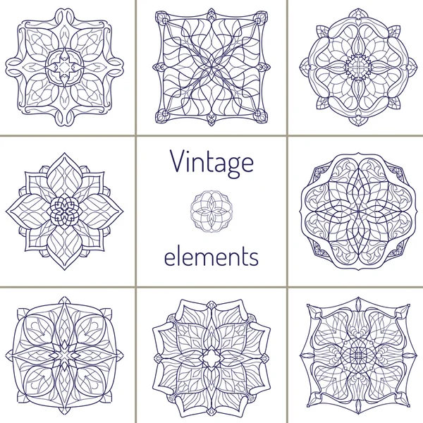 Zestaw ozdobny symetryczny orientalne ornamenty — Wektor stockowy