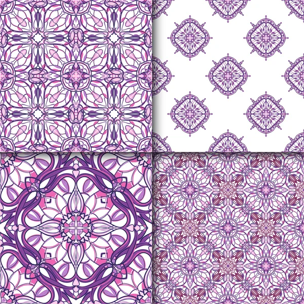Reihe von Mustern mit dekorativen symmetrischen orientalischen Ornamenten — Stockvektor