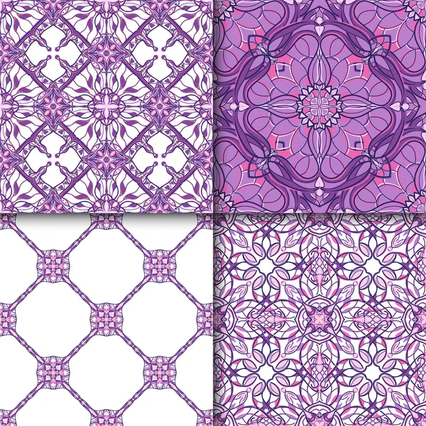 Sady vzorů s dekorativní symetrický orientálními ornamenty — Stockový vektor