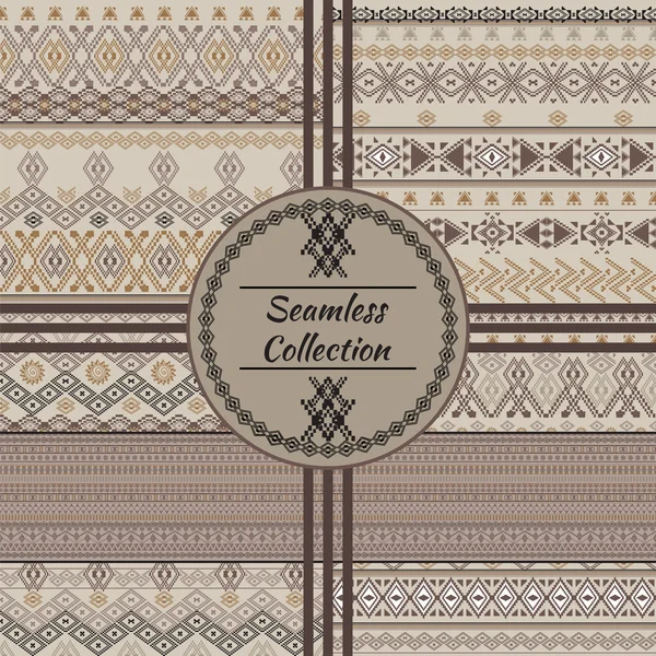 Set of ethnic tribal geometric patterns — Stock Vector