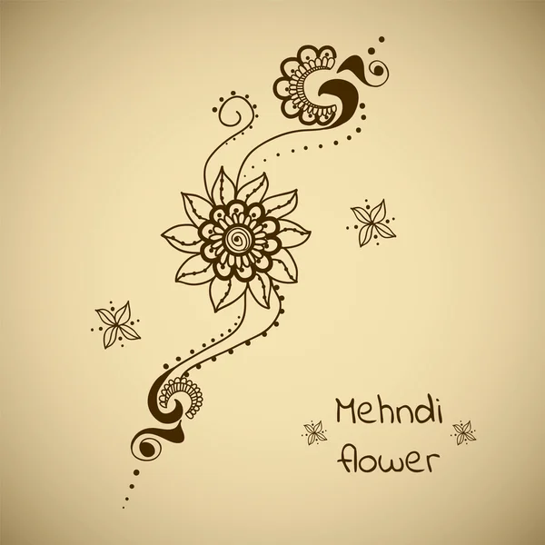 Adorno floral vectorial en estilo indio. Mehndi flores ornamentales — Vector de stock