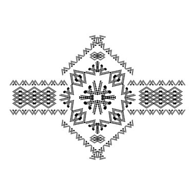 Vektör kabile siyah beyaz dekoratif desen tasarımı için. Aztek süs stili