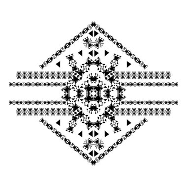 Vektör kabile siyah beyaz dekoratif desen tasarımı için. Aztek süs stili