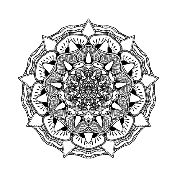 Vector beautiful mandala. Black and white pattern for design and painting — Stock Vector