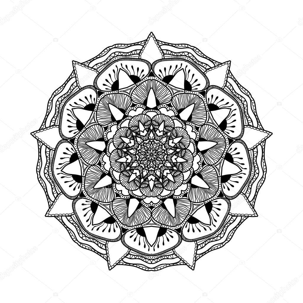 Vector beautiful mandala. Black and white pattern for design and painting